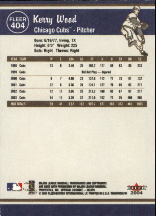 2004 Fleer Tradition Baseball "Main Set" Base Cards #251 to #500 - Picture 271 of 361