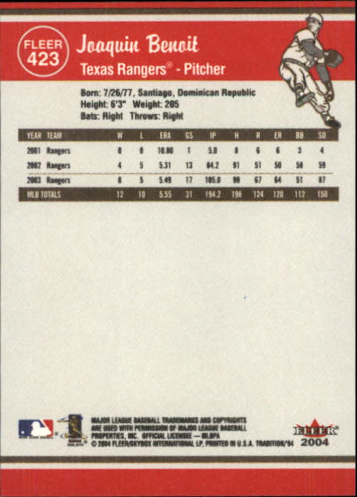 2004 Fleer Tradition Baseball "Main Set" Base Cards #251 to #500 - Picture 291 of 361