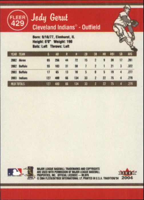2004 Fleer Tradition Baseball "Main Set" Base Cards #251 to #500 - Picture 299 of 361