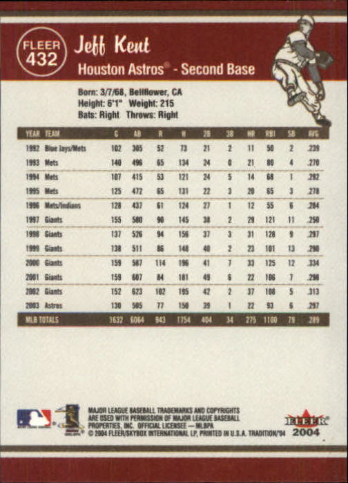 2004 Fleer Tradition Baseball "Main Set" Base Cards #251 to #500 - Picture 303 of 361