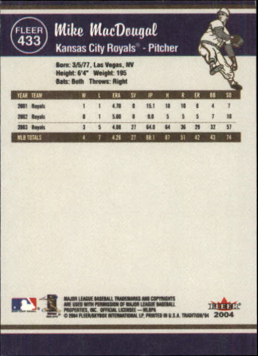 2004 Fleer Tradition Baseball "Main Set" Base Cards #251 to #500 - Picture 305 of 361