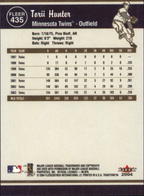 2004 Fleer Tradition Baseball "Main Set" Base Cards #251 to #500 - Picture 307 of 361