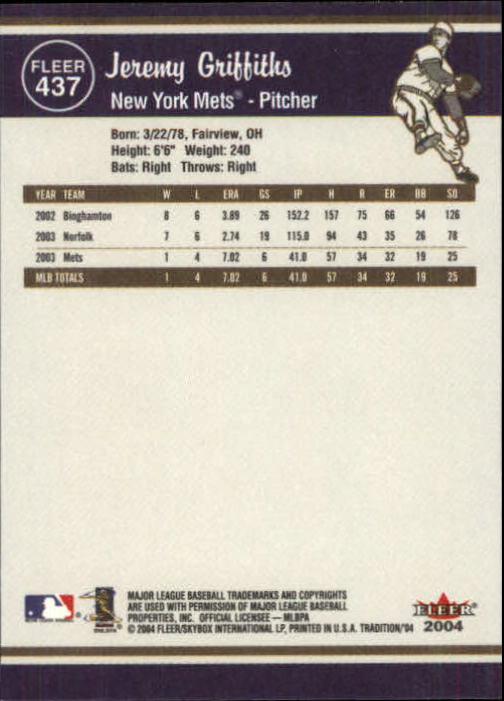 2004 Fleer Tradition Baseball "Main Set" Base Cards #251 to #500 - Picture 309 of 361