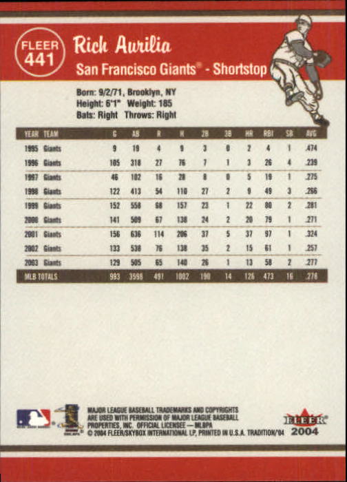 2004 Fleer Tradition Baseball "Main Set" Base Cards #251 to #500 - Picture 313 of 361