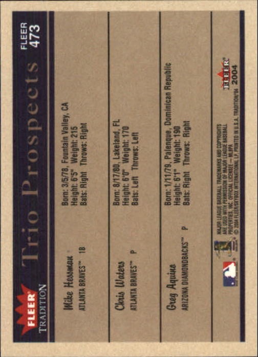 2004 Fleer Tradition Baseball "Main Set" Base Cards #251 to #500 - Picture 341 of 361
