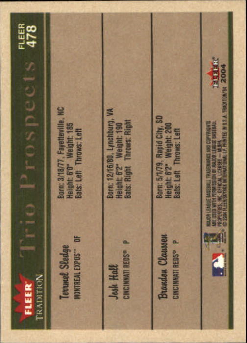 2004 Fleer Tradition Baseball "Main Set" Base Cards #251 to #500 - Picture 345 of 361