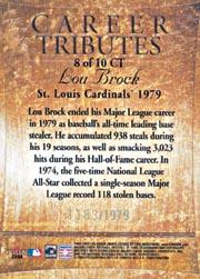 2004 Fleer Tradition Career Tributes #8 Lou Brock/1979 back image