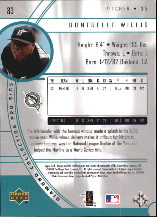 2004 UD Diamond Pro Sigs #83 Dontrelle Willis back image