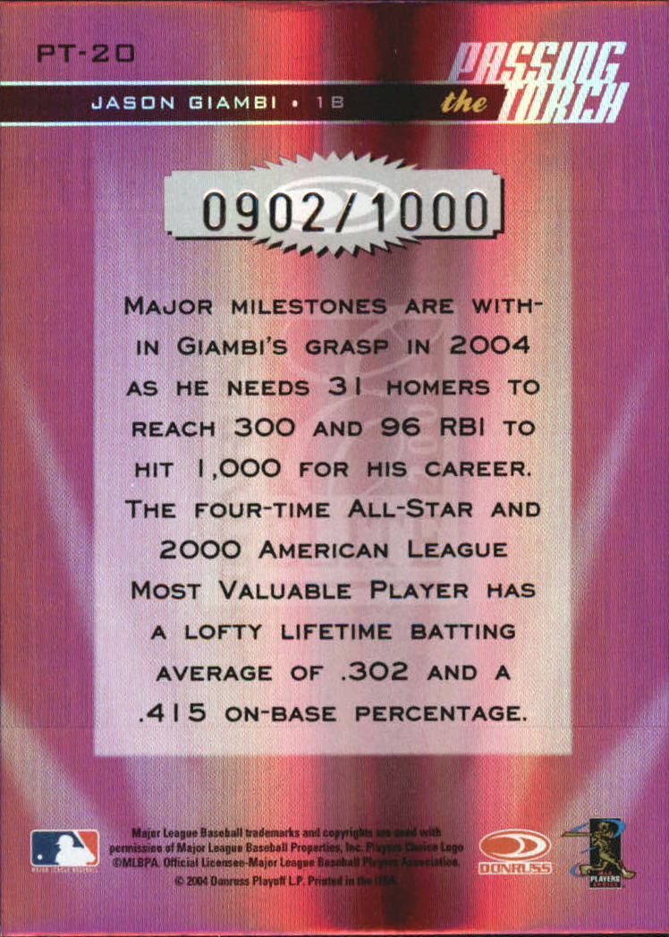2004 DONRUSS ELITE PASSING THE TORCH BASEBALL ASSORTED SINGLES U-PICK - Picture 29 of 45