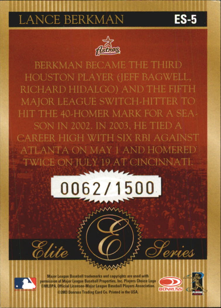 2004 Donruss Elite Series #5 Lance Berkman back image
