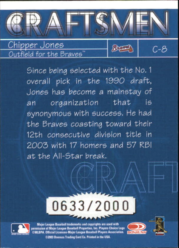 2004 Donruss Craftsmen #8 Chipper Jones back image