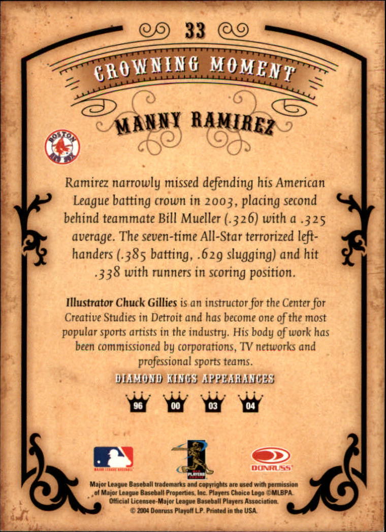 2004 Diamond Kings #33 Manny Ramirez back image