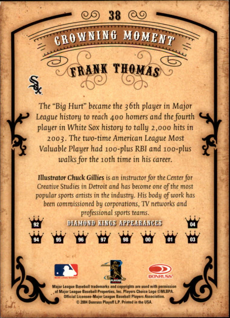 2004 Diamond Kings #38 Frank Thomas back image
