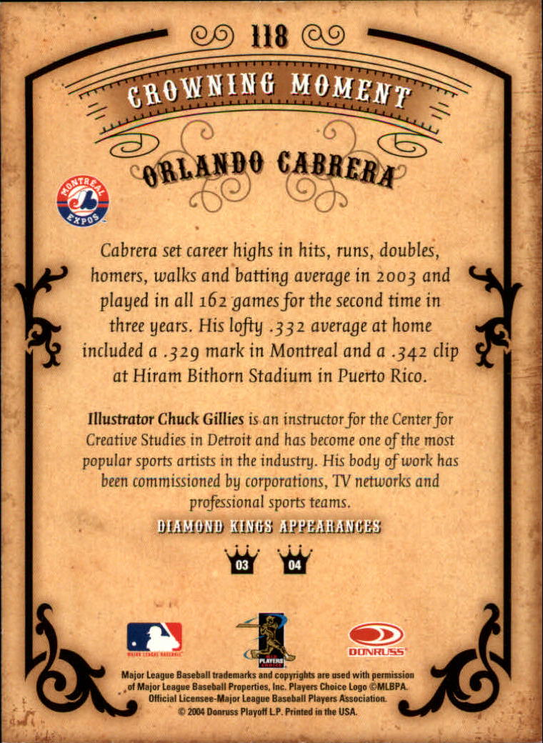 2004 Diamond Kings #118 Orlando Cabrera back image