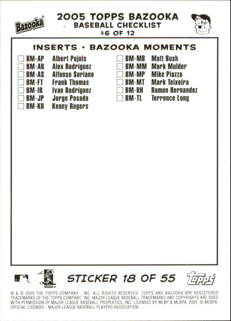 2005 Bazooka 4 on 1 Stickers #18 Moyer/Day/Leiter/O.Perez back image