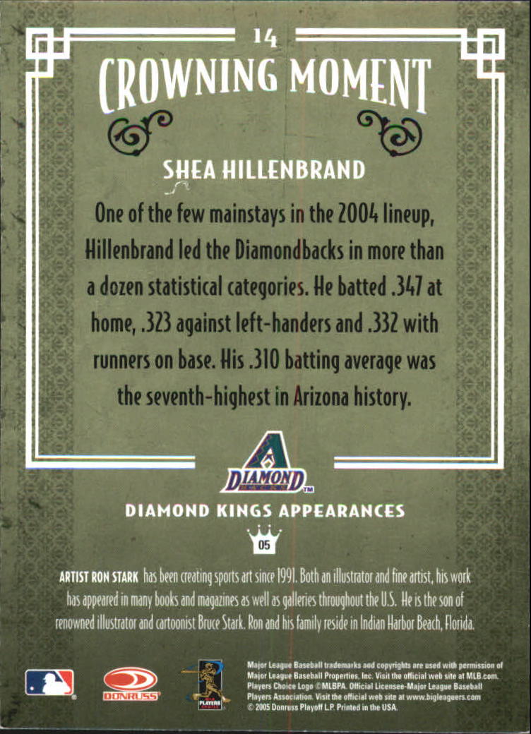 2005 Diamond Kings Framed Red #14 Shea Hillenbrand back image