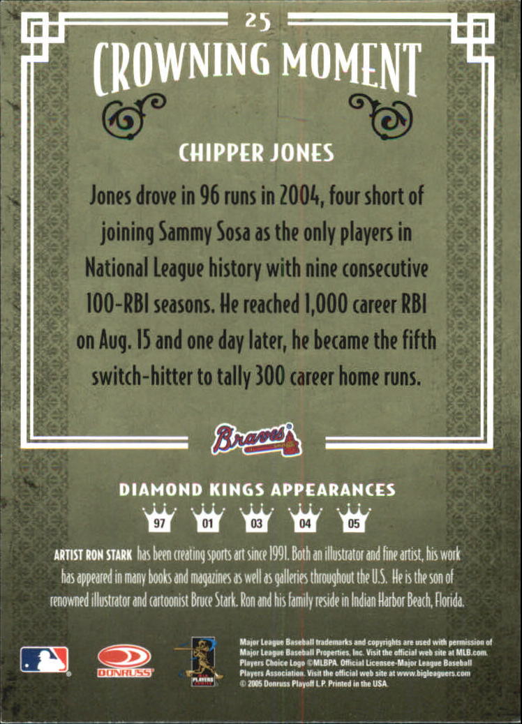 2005 Diamond Kings Framed Red #25 Chipper Jones back image