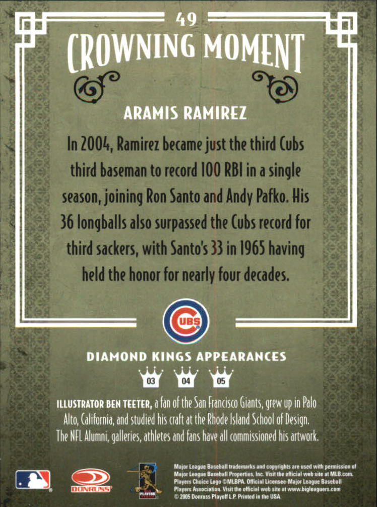 2005 Diamond Kings Framed Red #49 Aramis Ramirez back image