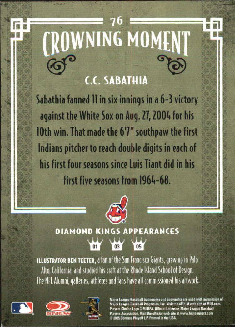 2005 Diamond Kings Framed Red #76 C.C. Sabathia back image