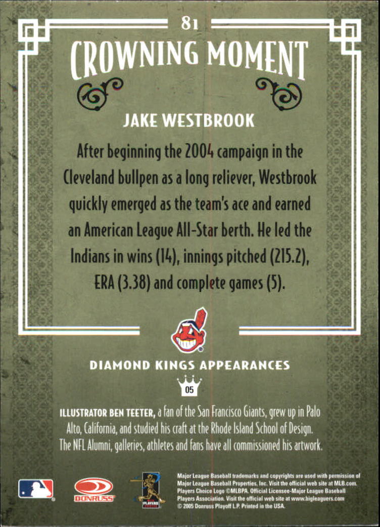 2005 Diamond Kings Framed Red #81 Jake Westbrook back image