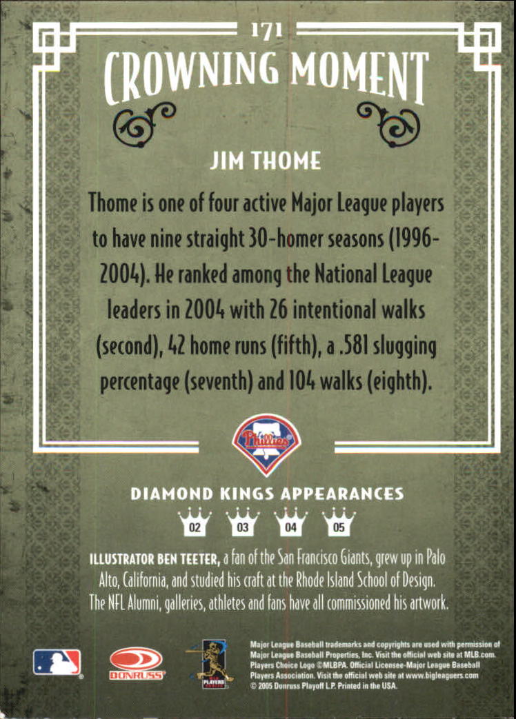 2005 Diamond Kings Framed Red #171 Jim Thome Phils back image