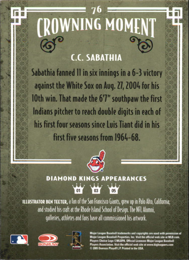 2005 Diamond Kings Framed Red B/W #76 C.C. Sabathia back image