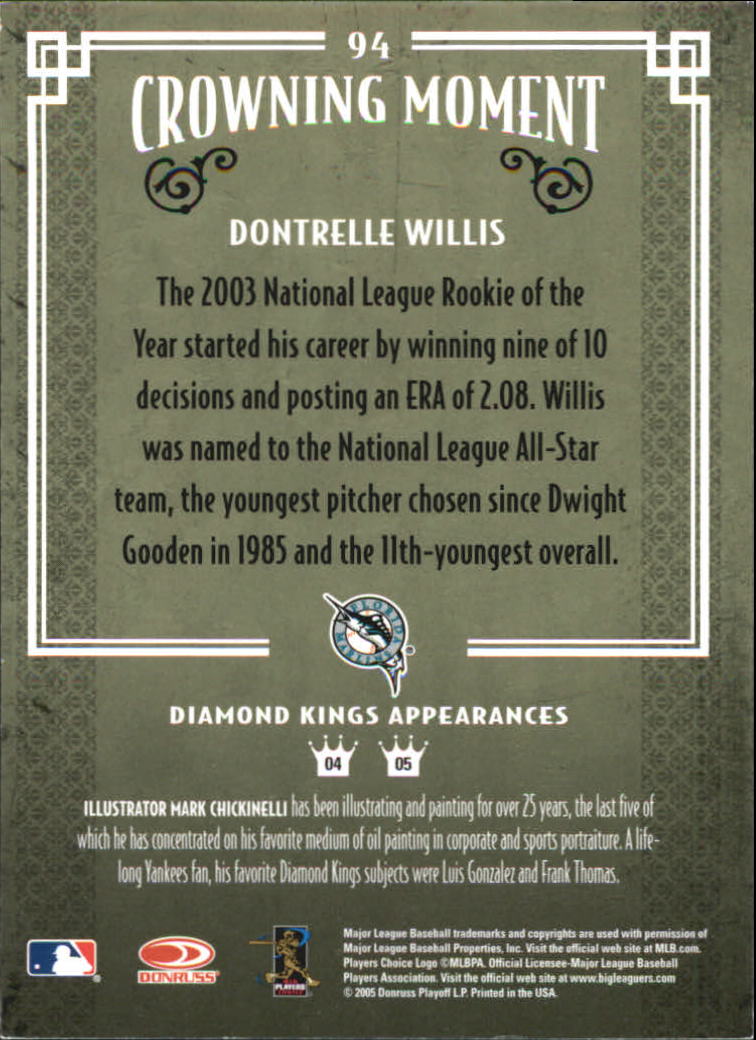 2005 Diamond Kings Framed Red B/W #94 Dontrelle Willis back image