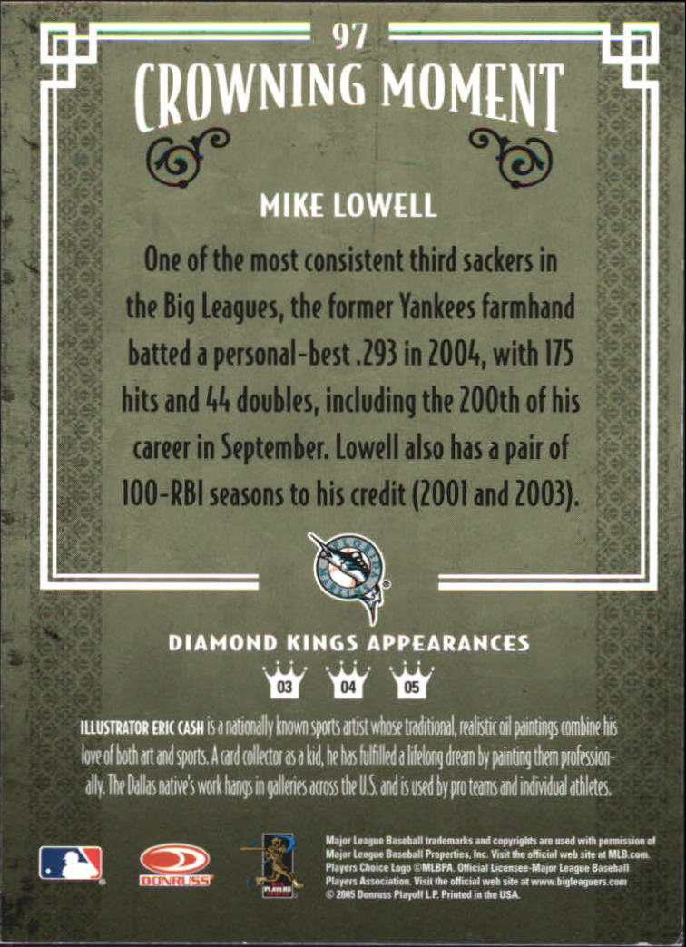 2005 Diamond Kings Framed Red B/W #97 Mike Lowell back image