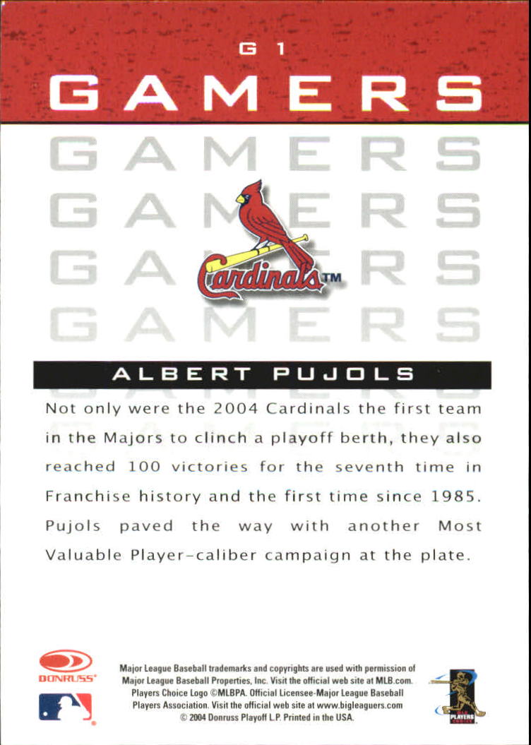 2005 Leaf Gamers #1 Albert Pujols back image