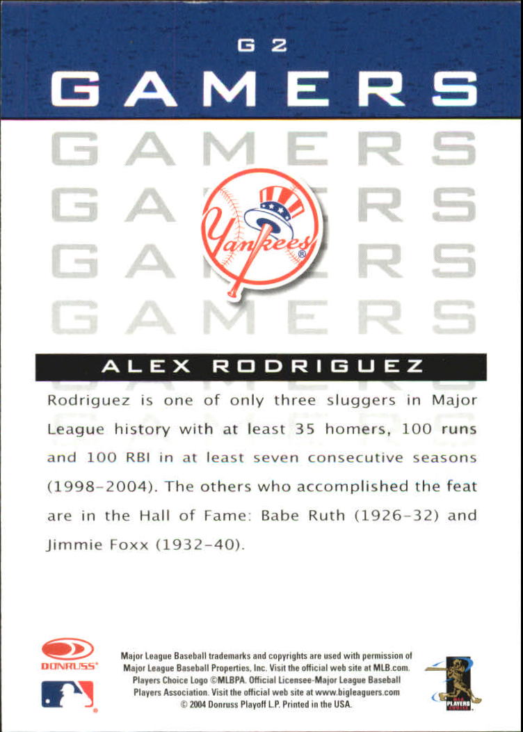 2005 Leaf Gamers #2 Alex Rodriguez back image
