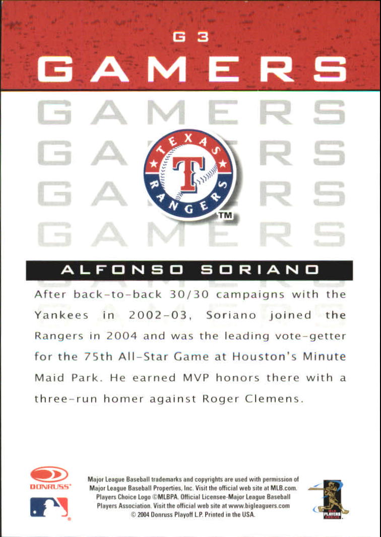 2005 Leaf Gamers #3 Alfonso Soriano back image