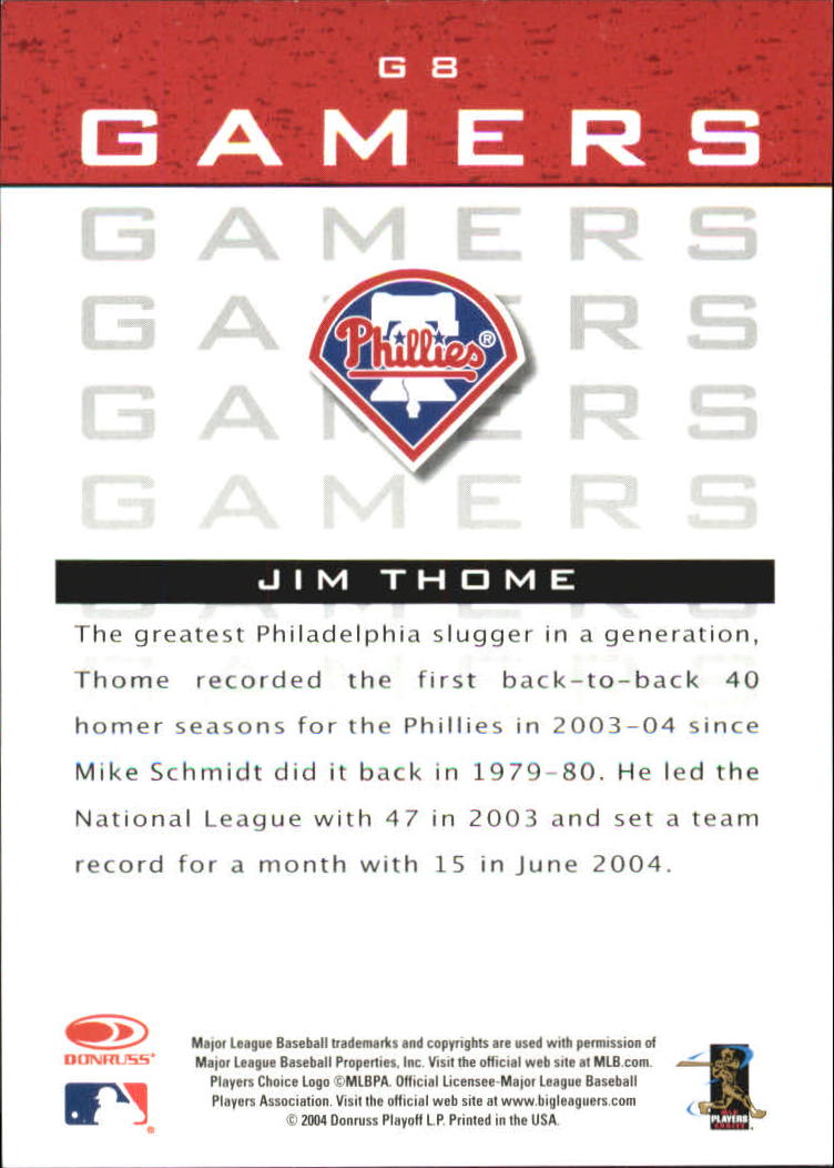 2005 Leaf Gamers #8 Jim Thome back image