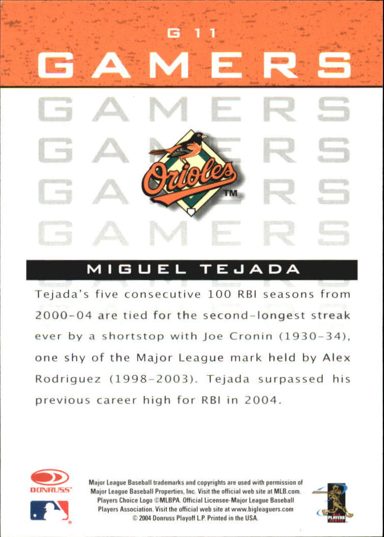 2005 Leaf Gamers #11 Miguel Tejada back image
