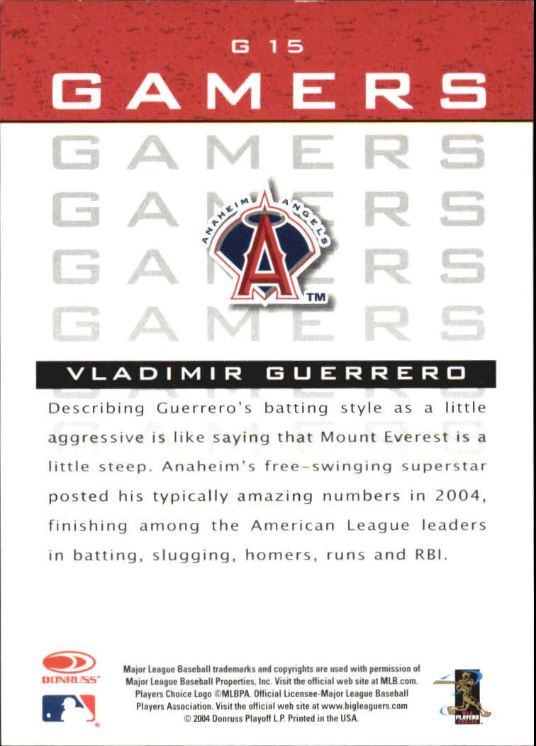 2005 Leaf Gamers #15 Vladimir Guerrero back image