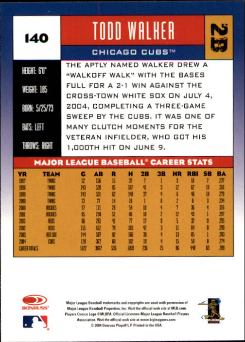 2005 Donruss Baseball Card Pick 1-168 - Picture 145 of 201