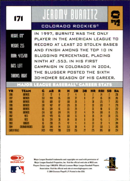 A9309- 2005 Donruss Baseball Cards 1-275 +Rookies -You Pick- 15+ FREE US SHIP - Picture 203 of 397