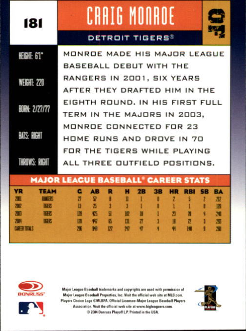 A9309- 2005 Donruss Baseball Cards 1-275 +Rookies -You Pick- 15+ FREE US SHIP - Picture 223 of 397