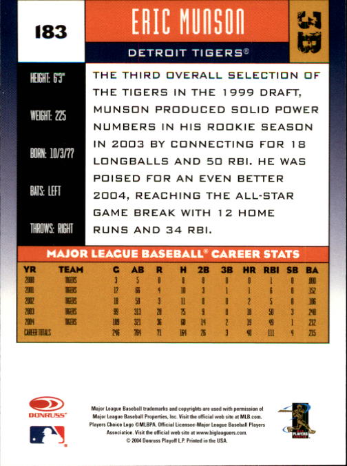 A9309- 2005 Donruss Baseball Cards 1-275 +Rookies -You Pick- 15+ FREE US SHIP - Picture 227 of 397
