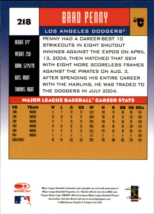 A9309- 2005 Donruss Baseball Cards 1-275 +Rookies -You Pick- 15+ FREE US SHIP - Picture 290 of 397