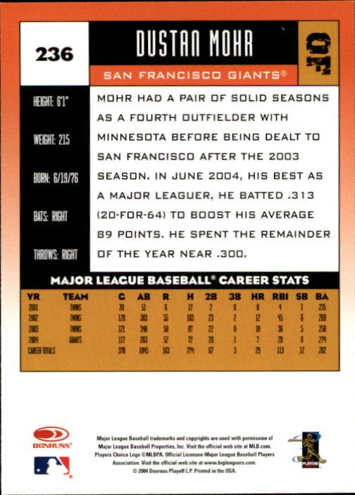A9309- 2005 Donruss Baseball Cards 1-275 +Rookies -You Pick- 15+ FREE US SHIP - Picture 323 of 397
