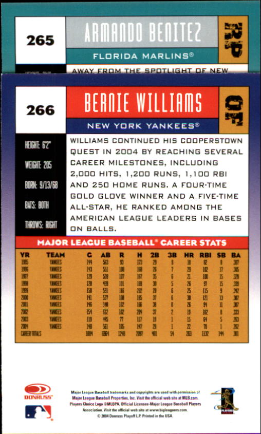 A9309- 2005 Donruss Baseball Cards 1-275 +Rookies -You Pick- 15+ FREE US SHIP - Picture 381 of 397