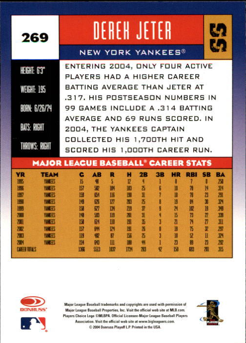 A9309- 2005 Donruss Baseball Cards 1-275 +Rookies -You Pick- 15+ FREE US SHIP - Picture 387 of 397