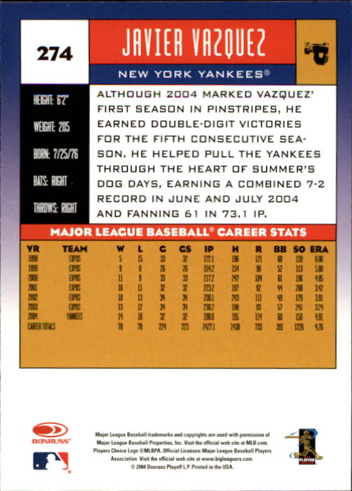 A9309- 2005 Donruss Baseball Cards 1-275 +Rookies -You Pick- 15+ FREE US SHIP - Picture 395 of 397