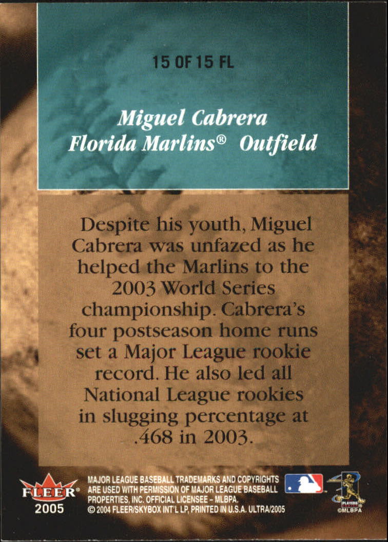2005 Ultra Follow the Leader #15 Miguel Cabrera back image