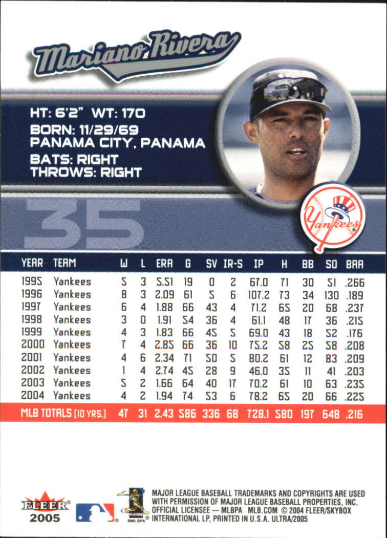 2005 Ultra #35 Mariano Rivera back image