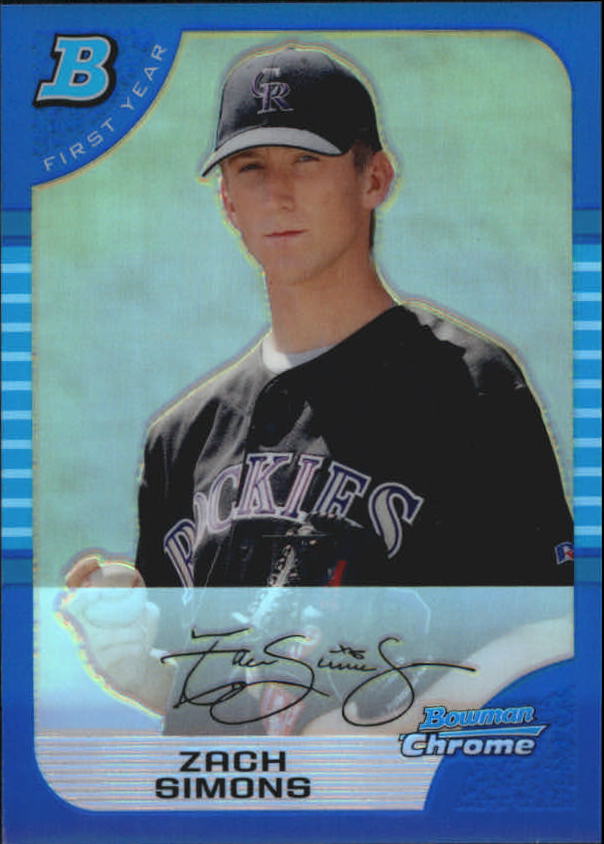 2005 Bowman Chrome Draft Blue Refractors #91 Zach Simons FY