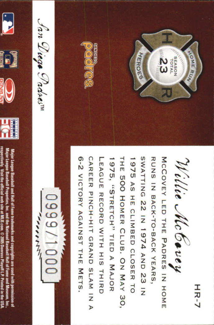 2005 Donruss Classics Home Run Heroes #7 Willie McCovey