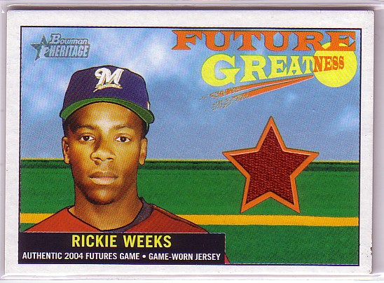 2005 Bowman Heritage Future Greatness Jersey Relics #RW Rickie Weeks D