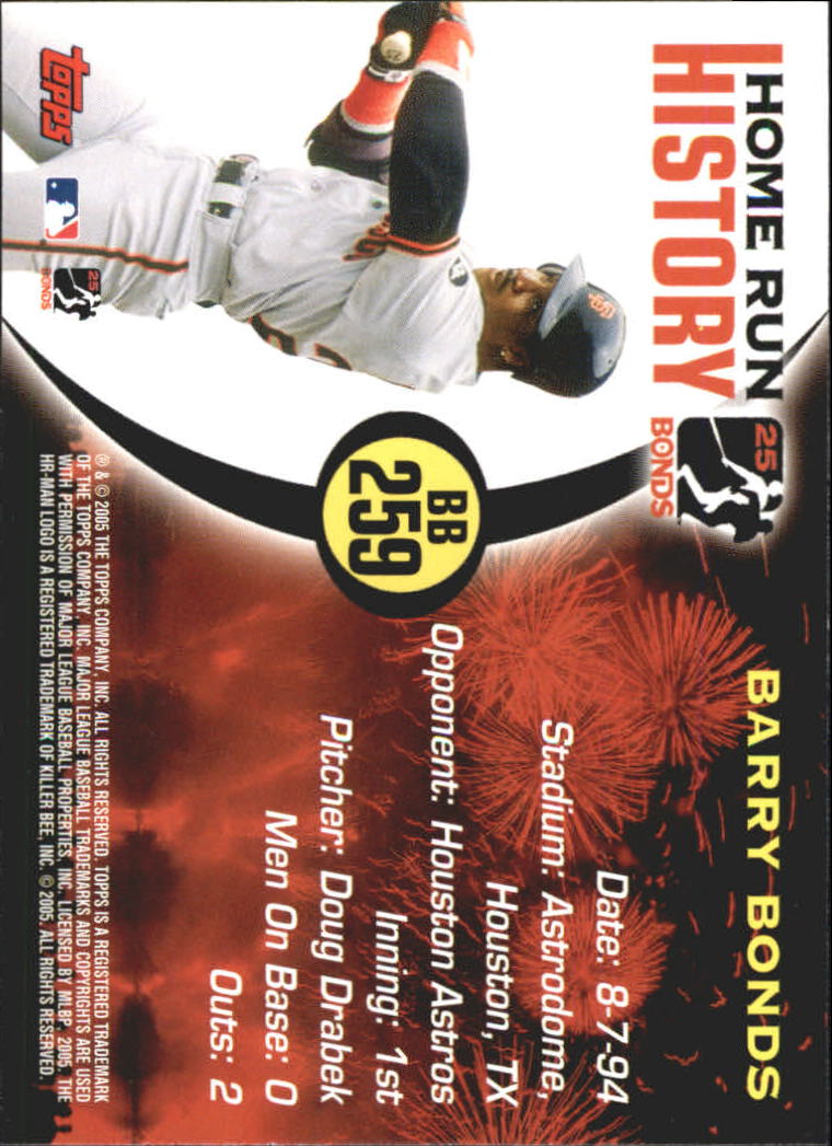 2005 Topps Barry Bonds Home Run History #259 Barry Bonds HR259 back image