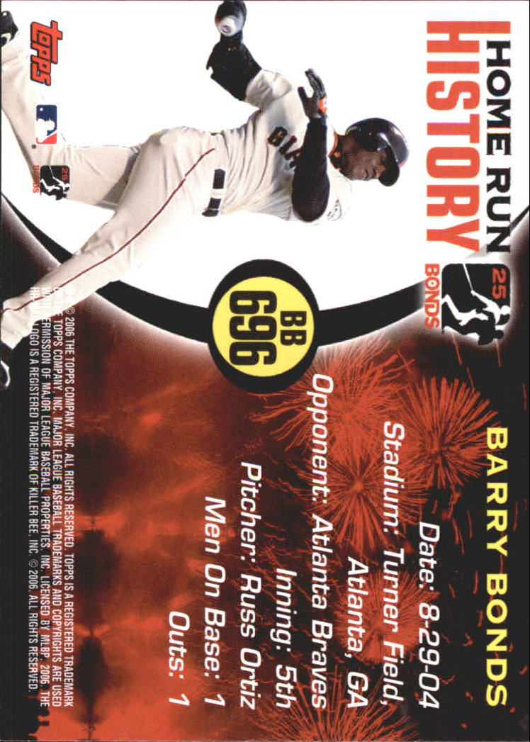 2005 Topps Barry Bonds Home Run History #696 Barry Bonds HR696 back image